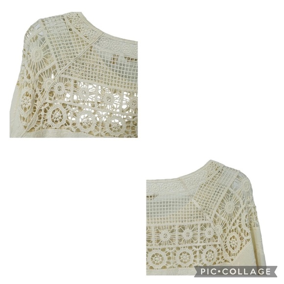 Soft Surrounding Ivory Boho Crochet Open Knit Shell Top - Sz S - Picture 9 of 16